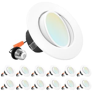 4 in. Gimbal Recessed LED Can Lights 5 Color Options Dimmable Wet Rated 8-Watt/60-Watt 700 Lumens Wet Rated (12-Pack)