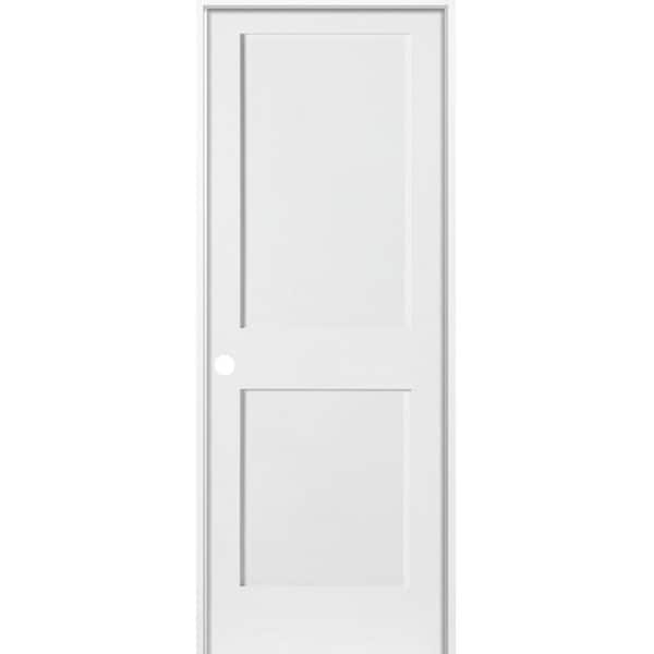 Krosswood Doors 32 in. x 80 in. Craftsman Shaker Primed MDF 2-Panel Right-Hand Wood Single Prehung Interior Door