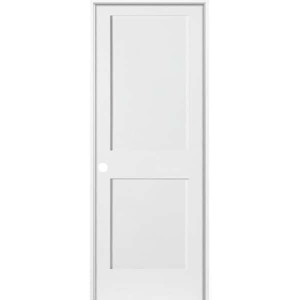 Krosswood Doors 36 in. x 80 in. Craftsman Shaker Primed MDF 2-Panel Right-Hand Wood Single Prehung Interior Door