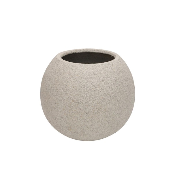 Arianell Large 17.1 in. Dia Beige MGO Round Indoor and Outdoor Planters with Drainage Holes (1-Pack)