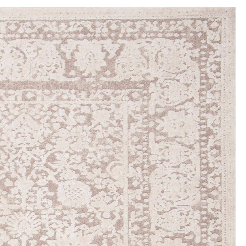 Beige and Cream Floral Synthetic Area Rug 8' x 10'