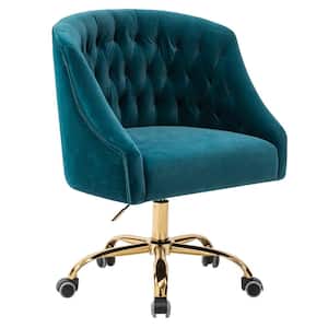 Lydia 24.5 in. Mid-Century Modern Teal Velvet Tufted Hand-Curated Task Chair