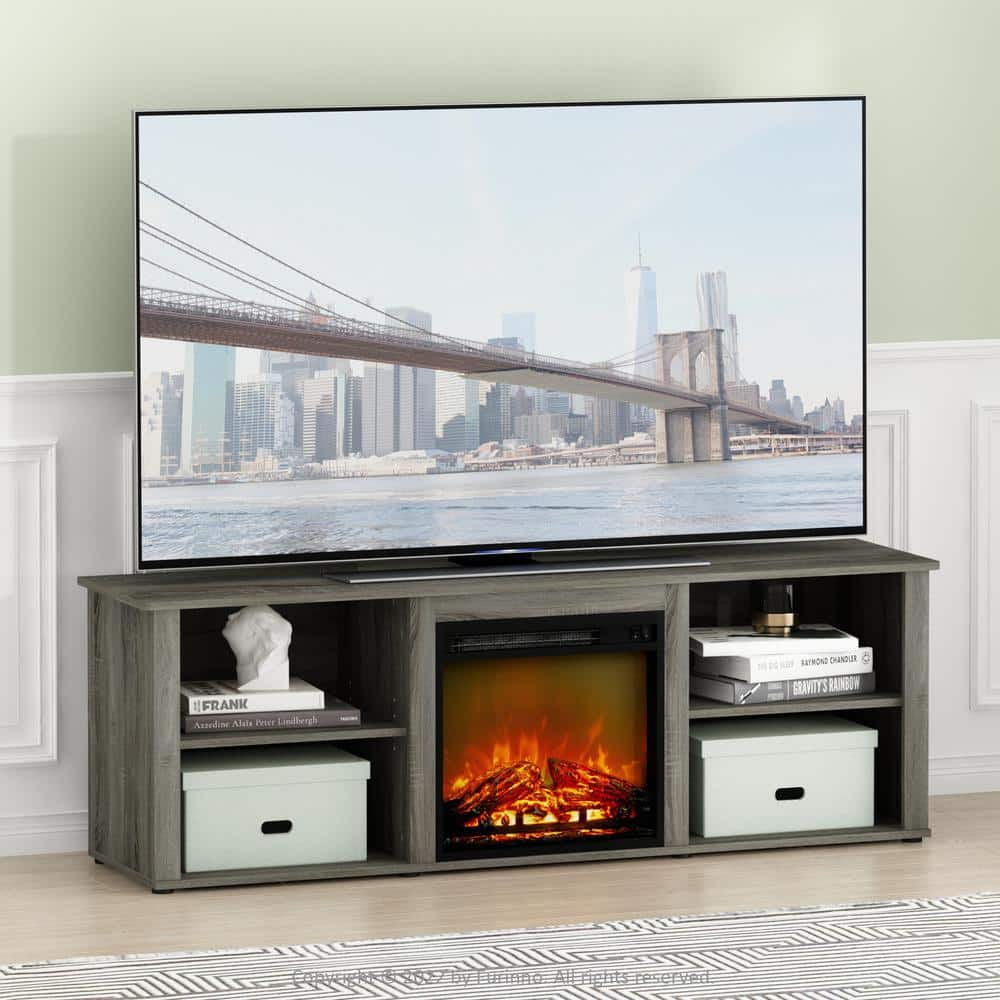 Furinno 63 in. French Oak Grey TV Stand Fits TV's up to 65 in. with ...