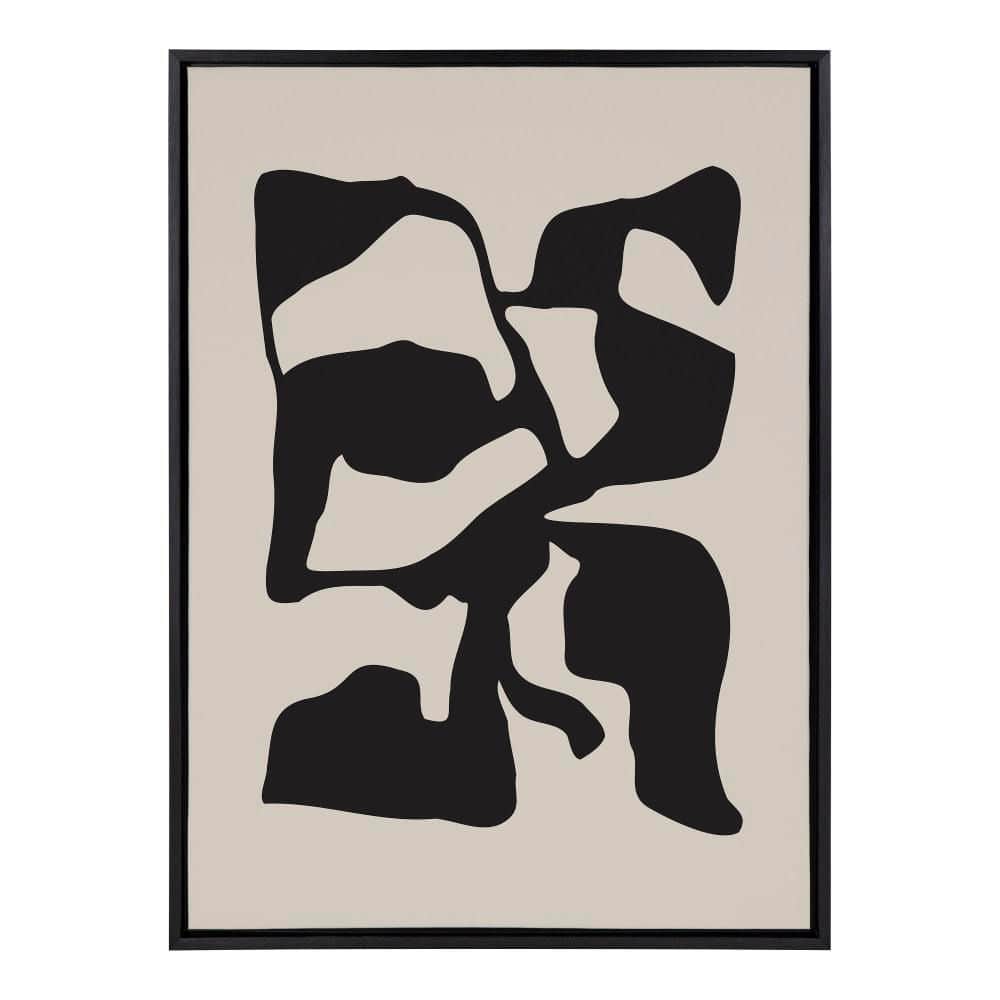 Distorted Shapes Black and Tan Abstract Canvas Wall Art, 28x38