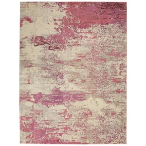 Celestial Ivory/Pink 8 ft. x 11 ft. Abstract Modern Area Rug
