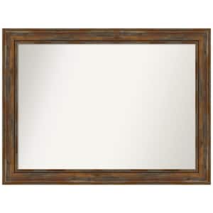 Alexandria Rustic Brown 44 in. W x 33 in. H Non-Beveled Wood Bathroom Wall Mirror in Brown