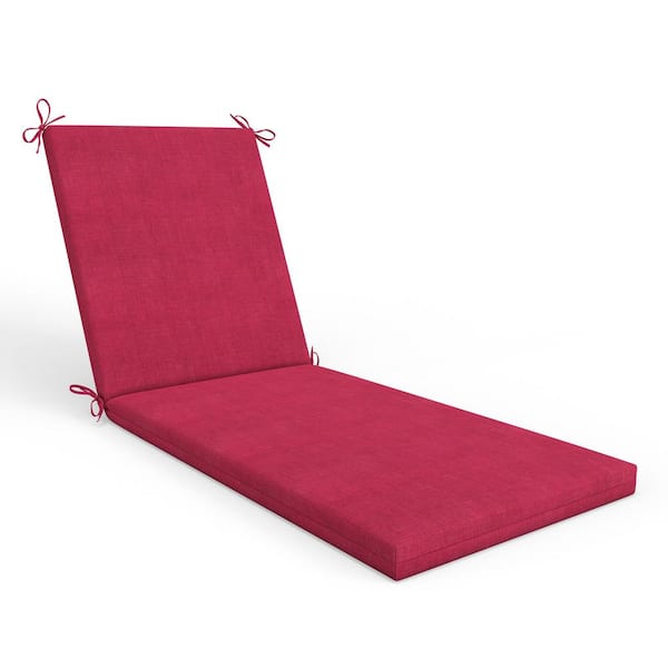 Pillow Perfect Solid Twill 23 in W x 3 in H Outdoor 1-Piece Solid Back Chaise Lounge Cushion 1-Count in Splash Raspberry