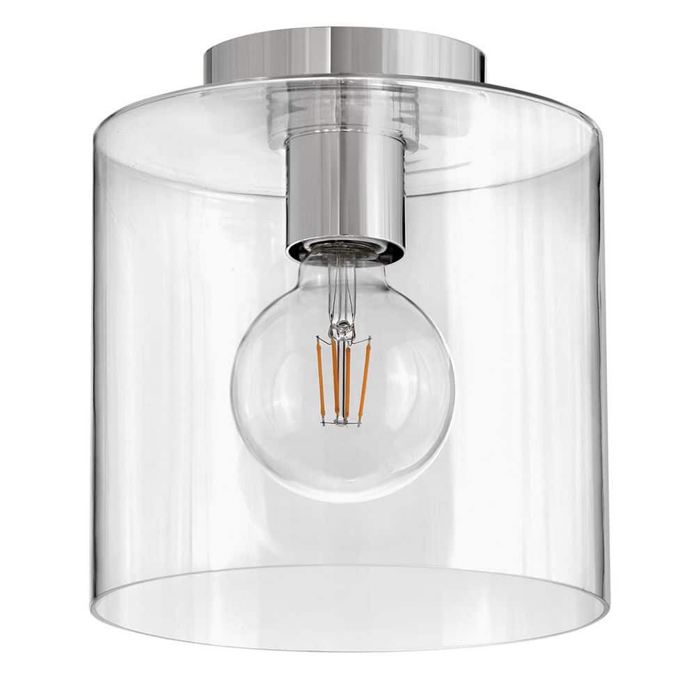 Pippa 8.5" Polished Nickel and Clear Glass Flush Mount Light