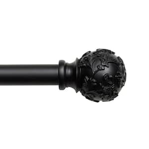 Vine 84 in. - 160 in. Indoor/Outdoor  Adjustable Length 1 in. Single Curtain Rod Kit in Matte Black with Finial
