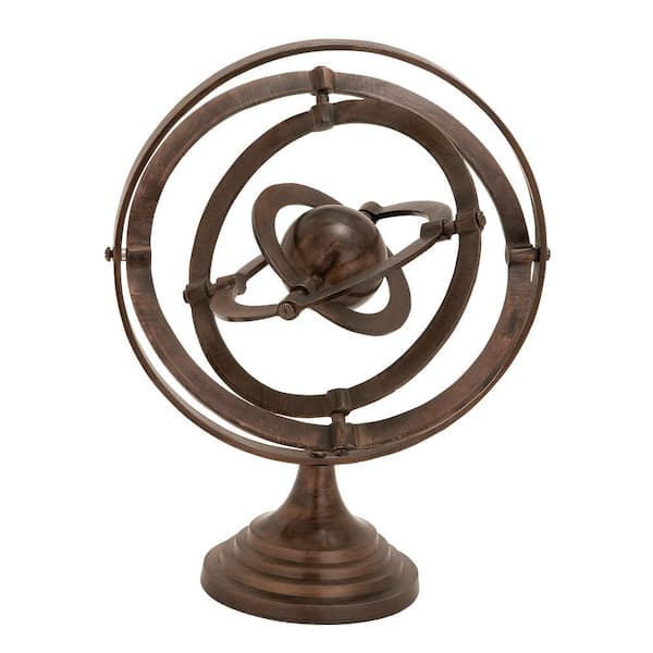 Litton Lane 15 in. Copper Aluminum Compass Armillary Decorative Globe