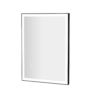 28 in. W x 36 in. H Rectangular Framed Premium Aluminum LED Wall Mounted Bathroom Vanity Mirror in Color Black