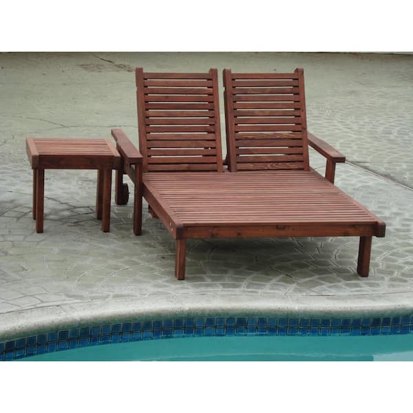 Unbranded Double Sun Mission Brown finish Redwood Outdoor Chaise Lounge
