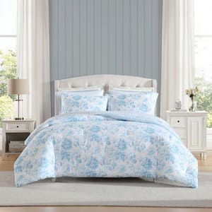 Laura Ashley Anja Textured Toile 4-Piece Chambray Blue/White