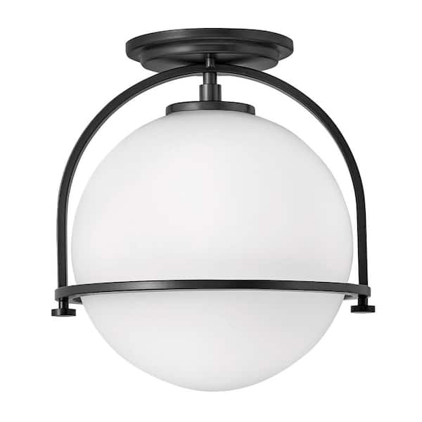 HINKLEY Somerset 11.5 In. 1-Light Black Semi- Flush Mount