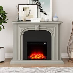 47.5" Freestanding Electric Fireplace in Cement Ash