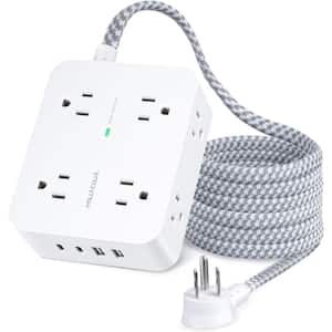 12-Outlet Power Strip Surge Protector with 4 USB Ports and 20 ft. Extension Cord in White