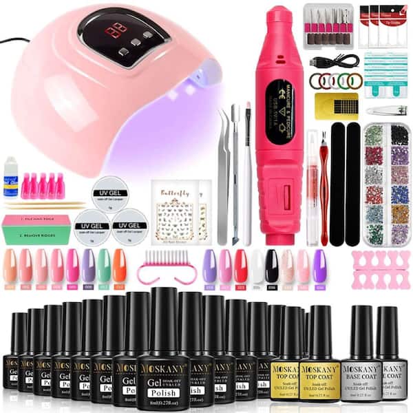 Aoibox Nail Gel Tools Kit Set with 54-Watts, Nail Lamp, 16-Colors UV Gel Nail Polish and Nail Lamp in Pink