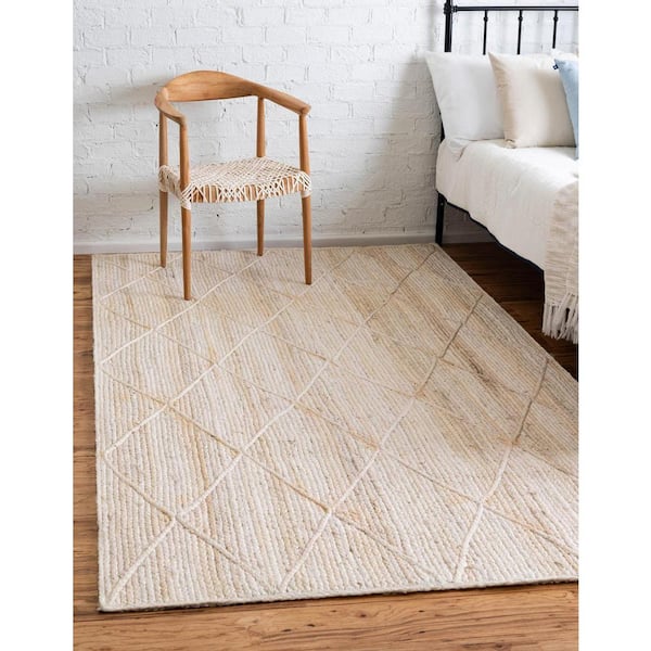 Braided Jute Trellis Ivory 8 ft. x 10 ft. Area Rug