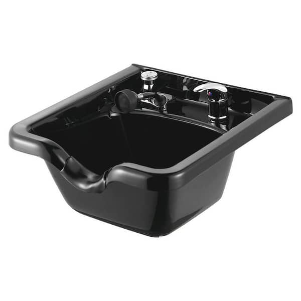 18.8 in. x 19.3 in. x 10.6 in. Wall Mounted Shampoo Bowl for Salons with 48 in. Hose and Faucet in Matte Black