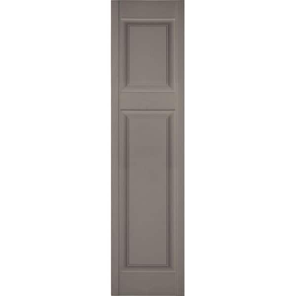 Ekena Millwork 12 in. x 45 in. Lifetime Vinyl Custom Offset Raised Panel Shutters Pair Clay