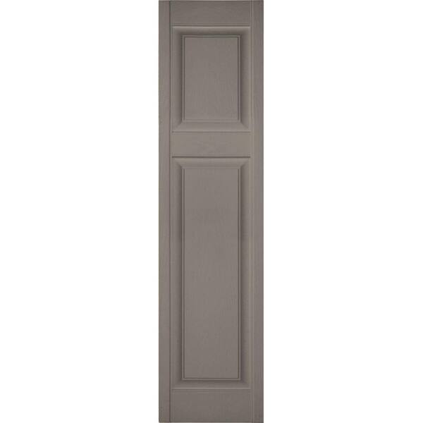 Ekena Millwork 12 in. x 96 in. Lifetime Vinyl Custom Offset Raised Panel Shutters Pair Clay