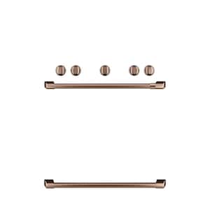 Freestanding Gas Range Handle and Knob Kit in Brushed Copper
