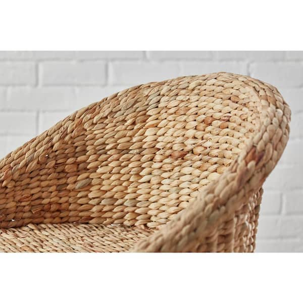 24 in. Natural Woven Hyacinth Counter Stool with Low Back