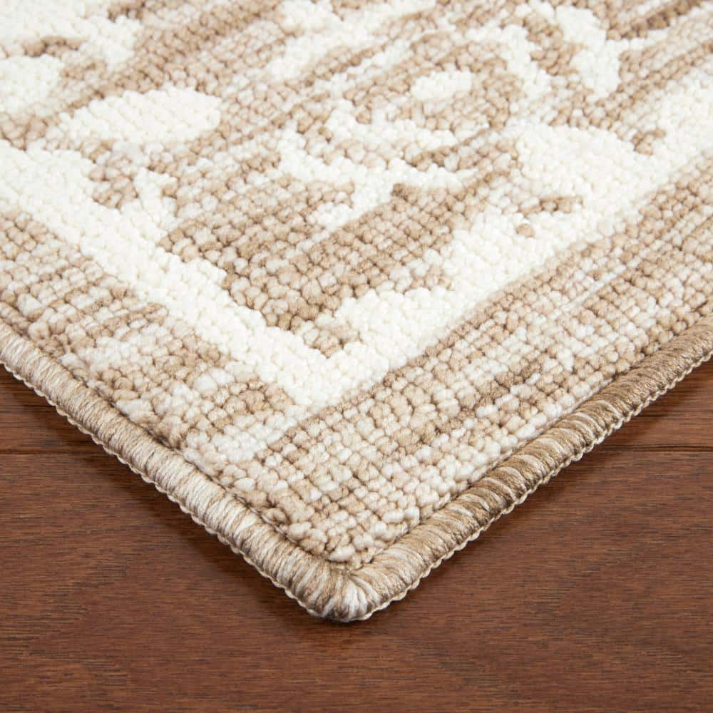 Walker Beige Tufted Medallion Washable Runner Rug