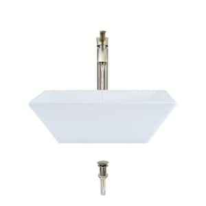 Porcelain Vessel Sink in White with 726 Faucet and Pop-Up Drain in Brushed Nickel