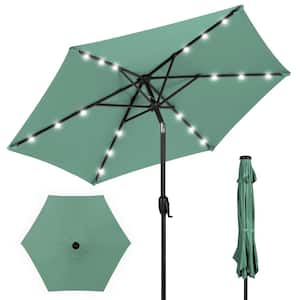 7.5 ft. Outdoor Market Solar Tilt Patio Umbrella w/LED Lights in Seaglass