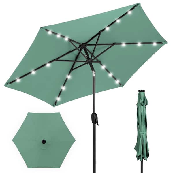 Best Choice Products Seaglass 7.5 ft. Outdoor Solar Patio Umbrella with Tilt, Crank and LED Lights