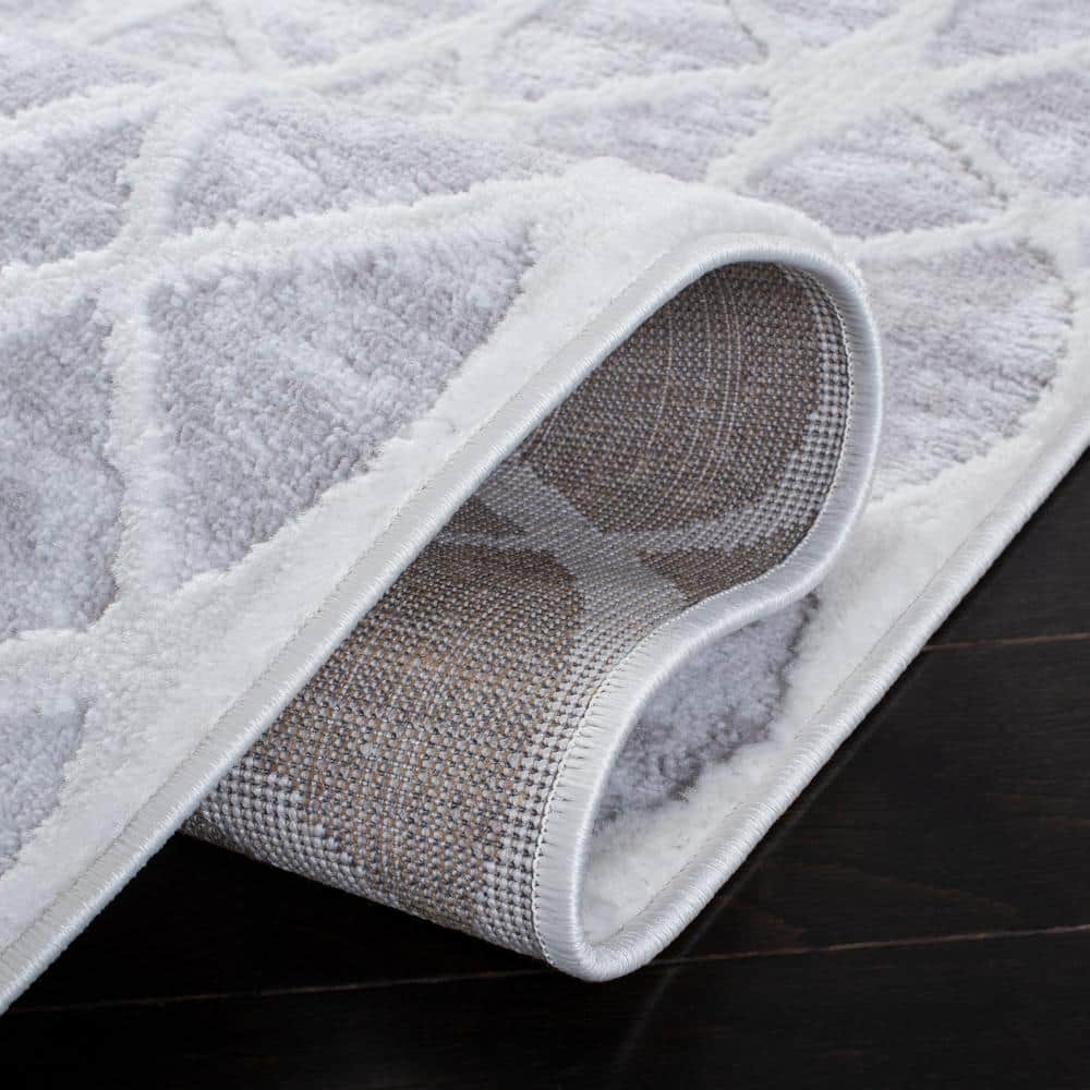 Amelia 3' x 5' Grey and Ivory Geometric Synthetic Area Rug