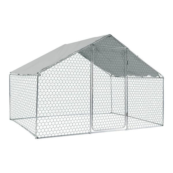 110.5 in. x 74.25 in. x 72.52 in.Galvanised Large Metal Chicken Coop with Run