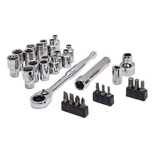 1/4 in. Drive 6-Point Pass Thru Ratchet and Socket Set (30-Piece)