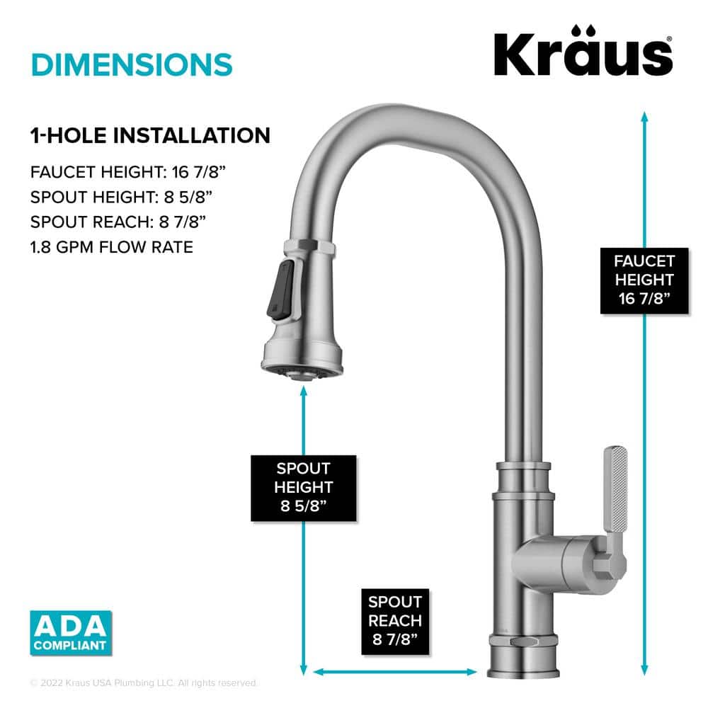 Allyn Spot-Free Stainless Steel Pull-Down Single Handle Kitchen Faucet