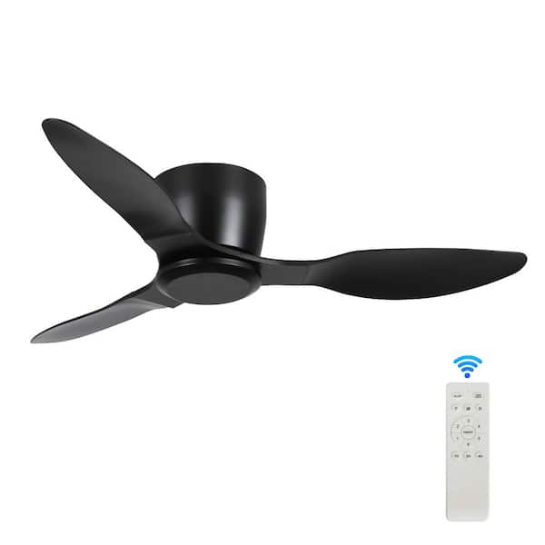 40 in. Smart Indoor/Outdoor Low Profile Black 6-Speed Ceiling Fan with Remote for Bedroom or Living Room