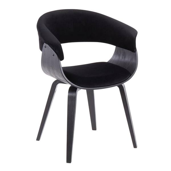 Lumisource Vintage Mod Black Velvet and Black Wood Dining Chair
