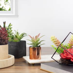 5 " Green Artificial Aloe Plant in a Rose Gold Pot
