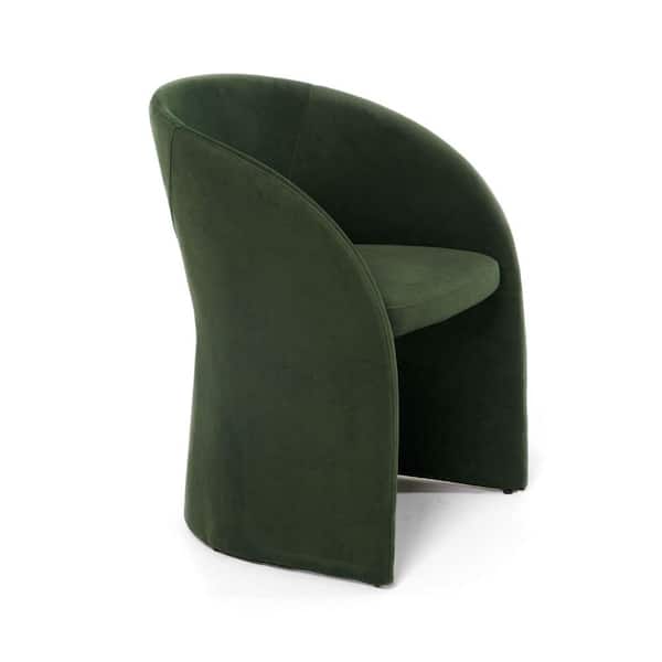 Benjara Green Fabric Curved Cutout Backrest Dining Chair BM301743 The