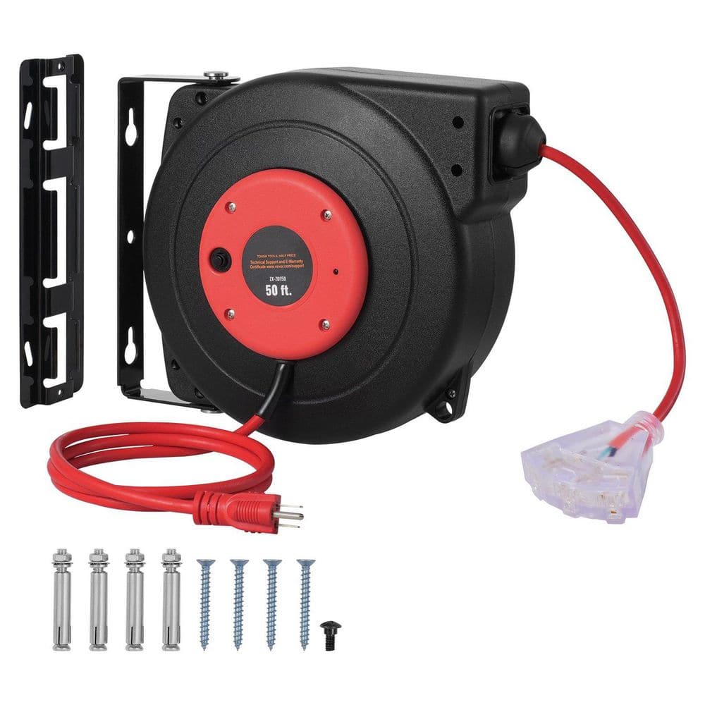 50 ft. 14 AWG / 3 13 Amp Retractable Extension Cord Reel with 3 Grounded Outlets and Tri-Tap End price history on PriceWatchPro