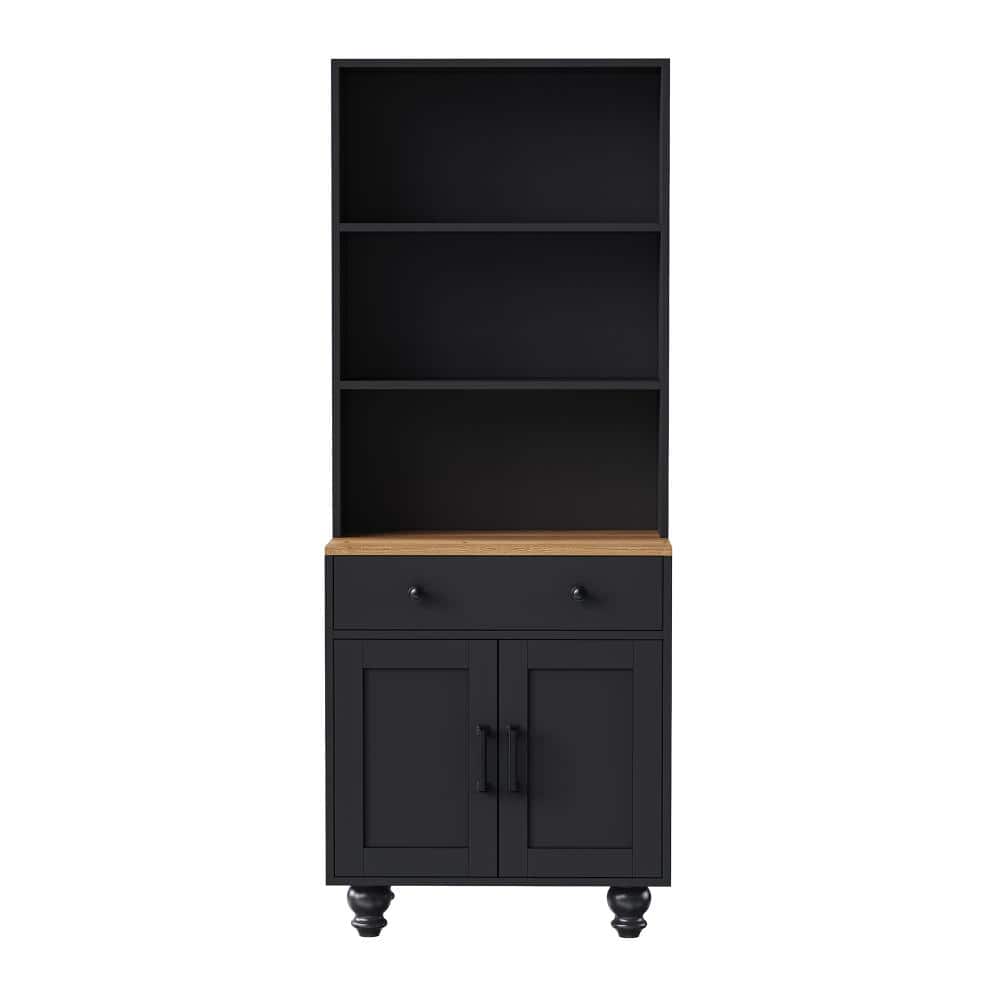 Farmhouse Storage Cabinet with 4 Solid Wood Gourd-Shaped Legs Black price history on PriceWatchPro