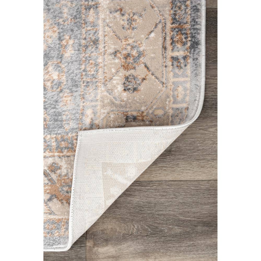 Vintage Beige and Blue Synthetic Rectangular Area Rug