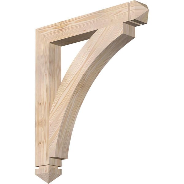 Ekena Millwork 3.5 in. x 30 in. x 26 in. Douglas Fir Thorton Arts and Crafts Smooth Bracket