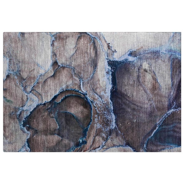 Dream Shag Premium Machine Washable Abstract ADS525 Navy 3 ft. x 4 ft. Area Rug