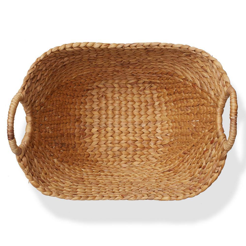 Natural Water Hyacinth Oval Storage Basket with Handles