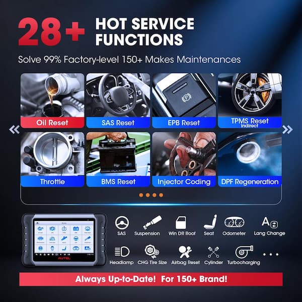 WRIGHTMASTER - 7 in. OBD2 Scanner Vehicle Diagnostic Car Code Reader with All Systems and 28 Plus Functions