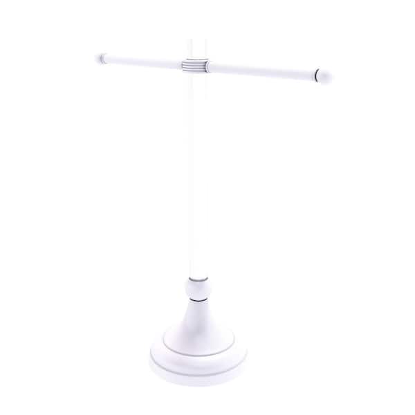 Pacific Grove Collection 6.5 in. Freestanding Guest Towel Holder with Groovy Accents in Matte White