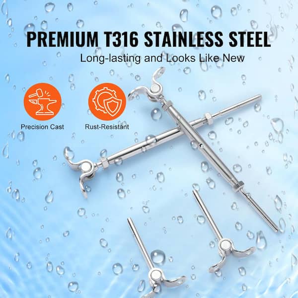 VEVOR T316 Stainless Steel Adjustable Angle 1/8 in. Cable Railing Kit Hardware for Wood Post Easy Installation Silver 20 Pack