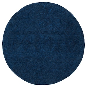 Metro Blue 6 ft. x 6 ft. Geometric Solid Color Round Area Rug