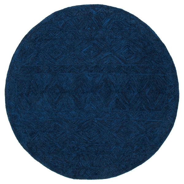 SAFAVIEH Metro Blue 6 ft. x 6 ft. Geometric Solid Color Round Area Rug